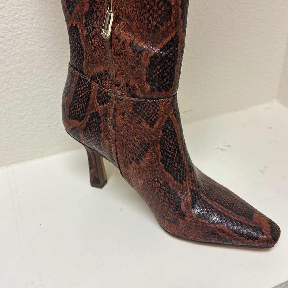 Sam Edelman Brown Snake Print Heeled Boots - Picture 7 of 11